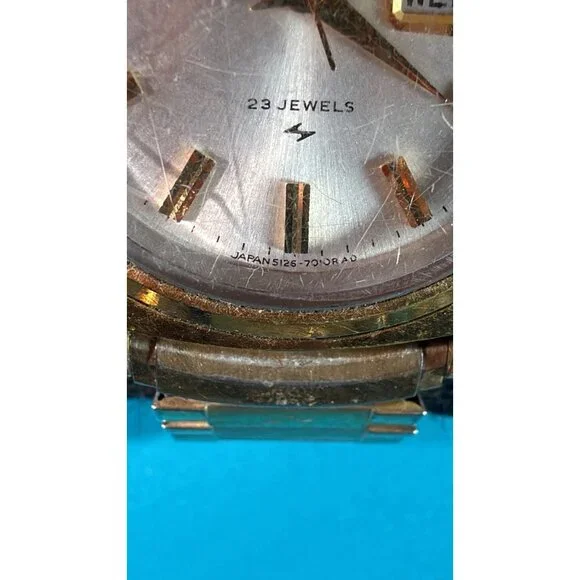 Vintage Seiko 5 23J Automatic Day Date Running Speidel USA 10K RGP Band - Picture 4 of 13